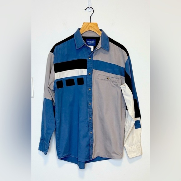 Vintage Wrangler Patchwork Western Long Sleeve Shirt , sz medium - Picture 1 of 9